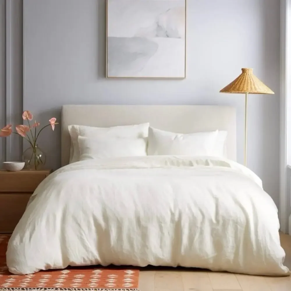 Quince European Linen Duvet Cover King California King Ivory